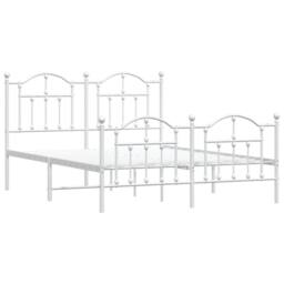 Berkfield Home Metal Bed Frame with Headboard & Footboard White 150x200 cm King Size - thumbnail 4