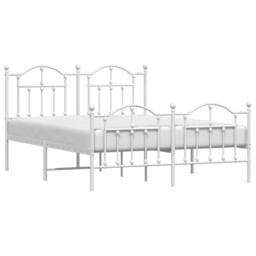 Berkfield Home Metal Bed Frame with Headboard & Footboard White 150x200 cm King Size - thumbnail 3
