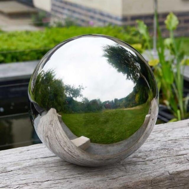 Marco Paul 25cm Silver Stainless Steel Gazing Ball Garden Ornament in Metallic Silver - image 1