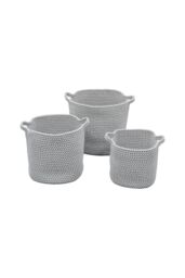 JVL Edison Cotton Rope Storage Baskets Set of 3 Grey