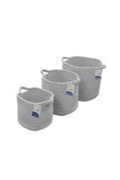 JVL Edison Cotton Rope Storage Baskets Set of 3 Grey - thumbnail 6