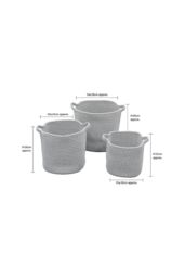 JVL Edison Cotton Rope Storage Baskets Set of 3 Grey - thumbnail 5