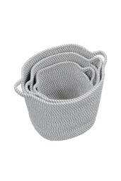 JVL Edison Cotton Rope Storage Baskets Set of 3 Grey - thumbnail 4