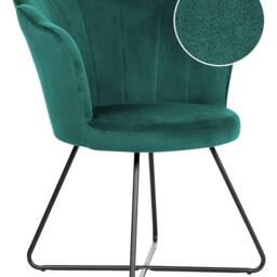 Wyld and Coco Armless Green Velvet Shell-Back Chair Black Metal Frame - thumbnail 2