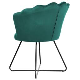 Wyld and Coco Armless Green Velvet Shell-Back Chair Black Metal Frame - thumbnail 6