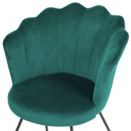 Wyld and Coco Armless Green Velvet Shell-Back Chair Black Metal Frame - thumbnail 5