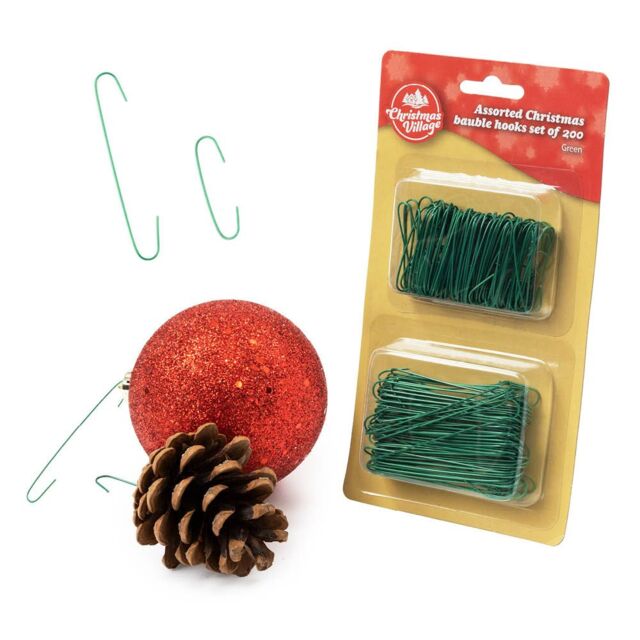 Christmas Village Christmas Bauble Hooks Set of 200 - Green - image 1