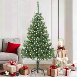 Berkfield Home Christmas Tree with 300 LEDs with Stand Green 180 cm PVC - thumbnail 1