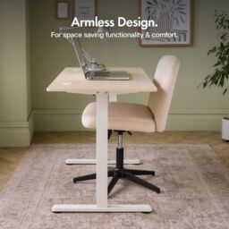 VonHaus Dawson Velvet 360° Wide Seat Home Office Desk Chair in Cream - thumbnail 5