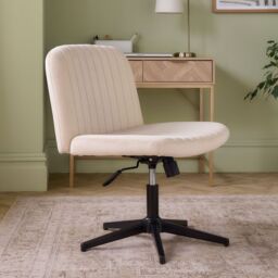 VonHaus Dawson Velvet 360° Wide Seat Home Office Desk Chair in Cream