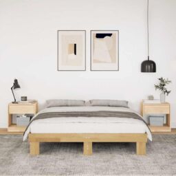 Berkfield Home Bed Frame without Mattress 140x200 cm Solid Wood Oak in Brown - thumbnail 4