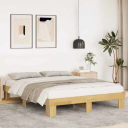 Berkfield Home Bed Frame without Mattress 140x200 cm Solid Wood Oak in Brown - thumbnail 1