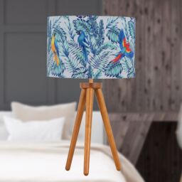 First Choice Lighting Voyage - Dark Oak Table Lamp or Bedside Light with Parrot Velvet Shade in Brown - thumbnail 5