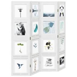 Berkfield Home Room Divider 4 Panels White Solid Wood Paulownia - thumbnail 4