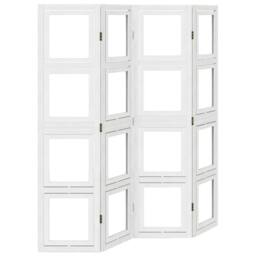 Berkfield Home Room Divider 4 Panels White Solid Wood Paulownia - thumbnail 2