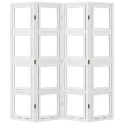 Berkfield Home Room Divider 4 Panels White Solid Wood Paulownia - thumbnail 5
