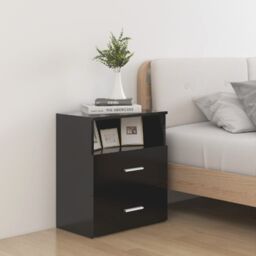 Berkfield Home Bed Cabinets 2 pcs Black 50x32x60 cm - Size: 50 x 32 x 60 cm - thumbnail 1