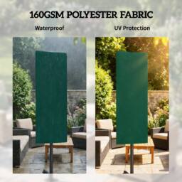 OUTSUNNY Garden Parasol Cover for 2-4.6m Umbrella Protector, Dark Green - thumbnail 5
