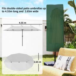 OUTSUNNY Garden Parasol Cover for 2-4.6m Umbrella Protector, Dark Green - thumbnail 4