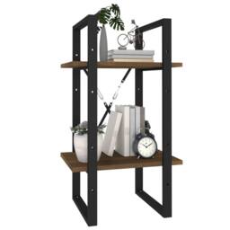 Berkfield Home Decorative 2-Tier Book Cabinet Brown Oak 40x30x70 cm Engineered Wood - Size: 40 x 30 x 70 cm - thumbnail 4
