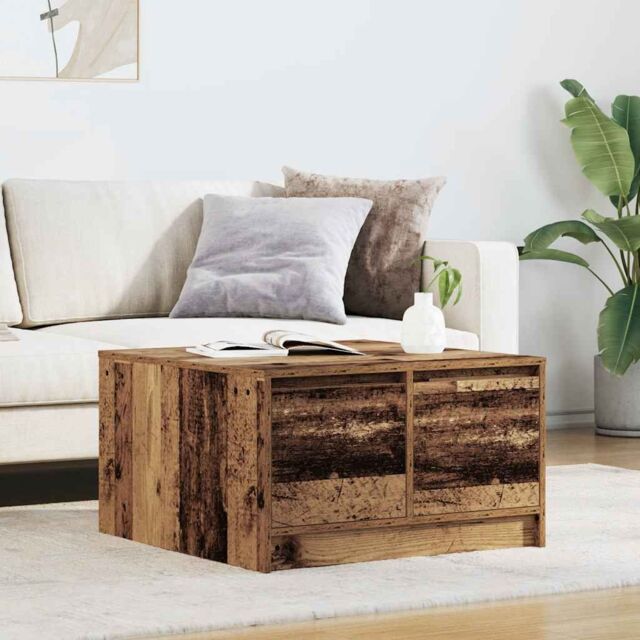 Berkfield Home Coffee Table with Drawers Old Wood 70.5x70x40 cm in Brown - image 1