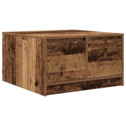 Berkfield Home Coffee Table with Drawers Old Wood 70.5x70x40 cm in Brown - thumbnail 2