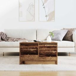 Berkfield Home Coffee Table with Drawers Old Wood 70.5x70x40 cm in Brown - thumbnail 3