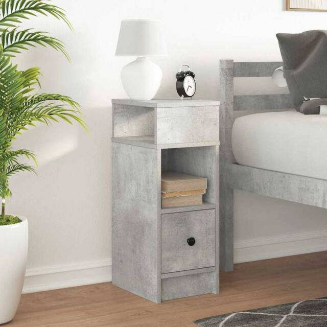 Berkfield Home Durable Bedside Cabinet with Drawer Concrete Grey 25x31x66 cm - Size: 25 x 31 x 66 cm - image 1
