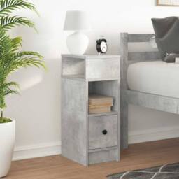 Berkfield Home Durable Bedside Cabinet with Drawer Concrete Grey 25x31x66 cm - Size: 25 x 31 x 66 cm - thumbnail 1