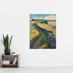 "Artery8 Hadrian's Wall Summer England Landmark Landscape Wall Art Print in Green - Size: W24"" x H32""" - thumbnail 4