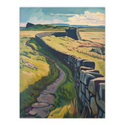 "Artery8 Hadrian's Wall Summer England Landmark Landscape Wall Art Print in Green - Size: W24"" x H32""" - thumbnail 1