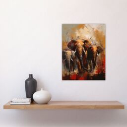 "Artery8 The Elephant Charge By Duncan Flint African Elephants Oil Painting Unframed Wall Art Print Poster Home Decor Premium - Size: W12"" x H16""" - thumbnail 4