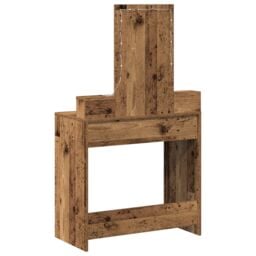 Berkfield Home Dressing Table with LED Lights - Vintage Wood Style, 79x41x140 cm in Brown - Size: 79 x 41 x 140 cm - thumbnail 7