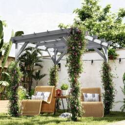 OUTSUNNY 2 x 2m Wooden Pergola Kit, Garden Gazebo Shelter, Grey - thumbnail 1