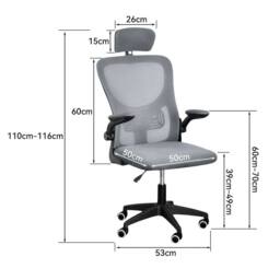 Kelvenix High Back Ergonomic Office Chair in Grey - Size: 0.6m2 - thumbnail 2