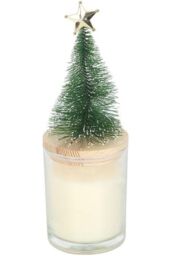 KDMD Holly Jolly Pine & Fir Glass Candle with Tree in White - thumbnail 4