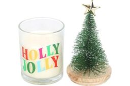 KDMD Holly Jolly Pine & Fir Glass Candle with Tree in White - thumbnail 3