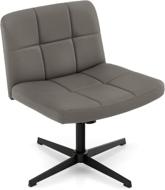 Gymax Upholstered Office Chair Swivel Vanity Chair With Adjustable Height in Grey - image 1