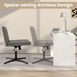 Gymax Upholstered Office Chair Swivel Vanity Chair With Adjustable Height in Grey - thumbnail 2