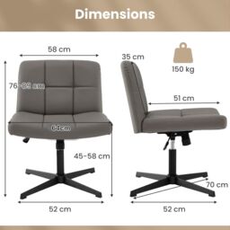 Gymax Upholstered Office Chair Swivel Vanity Chair With Adjustable Height in Grey - thumbnail 4