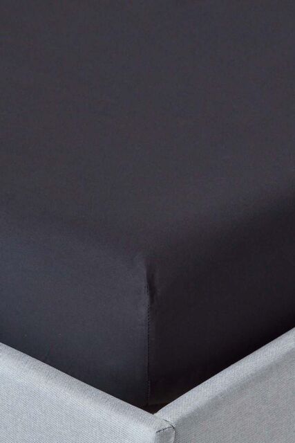 Homescapes Egyptian Cotton Deep Fitted Sheet 18 inch 200 Thread Count in Black - Size: Double Fitted - image 1