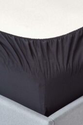 Homescapes Egyptian Cotton Deep Fitted Sheet 18 inch 200 Thread Count in Black - Size: Double Fitted - thumbnail 2