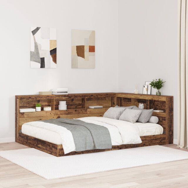 Berkfield Home Storage Headboard with Shelf Old wood 140 cm Engineered wood in Brown - image 1