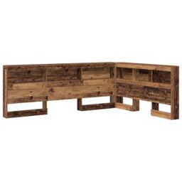 Berkfield Home Storage Headboard with Shelf Old wood 140 cm Engineered wood in Brown - thumbnail 2