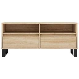 Berkfield Home TV Cabinet Sonoma Oak 100x34.5x44.5 cm Engineered Wood in Light Brown - thumbnail 5