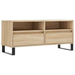 Berkfield Home TV Cabinet Sonoma Oak 100x34.5x44.5 cm Engineered Wood in Light Brown - thumbnail 3