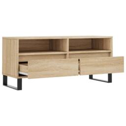 Berkfield Home TV Cabinet Sonoma Oak 100x34.5x44.5 cm Engineered Wood in Light Brown - thumbnail 6