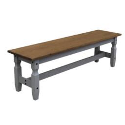 FORGEVIO Corona Bench Grey Wax Solid Wood Mexican Pine Wooden