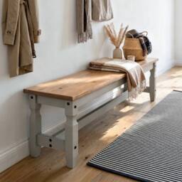 FORGEVIO Corona Bench Grey Wax Solid Wood Mexican Pine Wooden - thumbnail 6