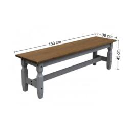 FORGEVIO Corona Bench Grey Wax Solid Wood Mexican Pine Wooden - thumbnail 2